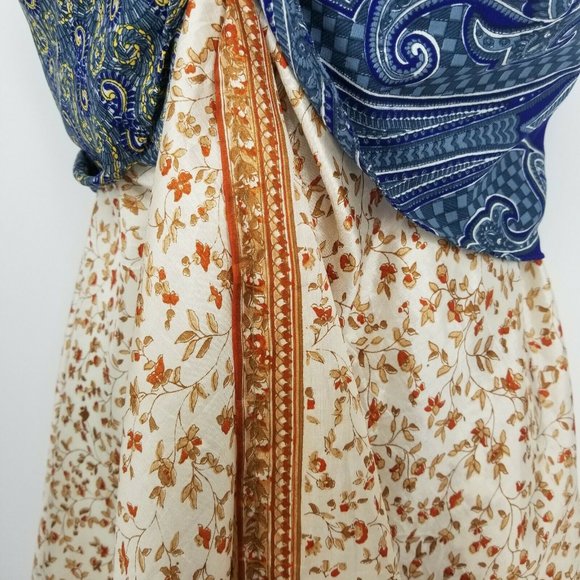 GipSea Styleget Womens Blue Paisley Silk Wrap Convertible Skirt Dress One Size - Picture 6 of 12